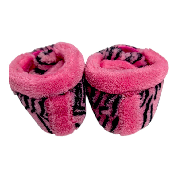 UGGS Baby Booties Size 2/3 6 months Hot Pink Plush Bixbee Tiger Stuffie Boots - Picture 5 of 8